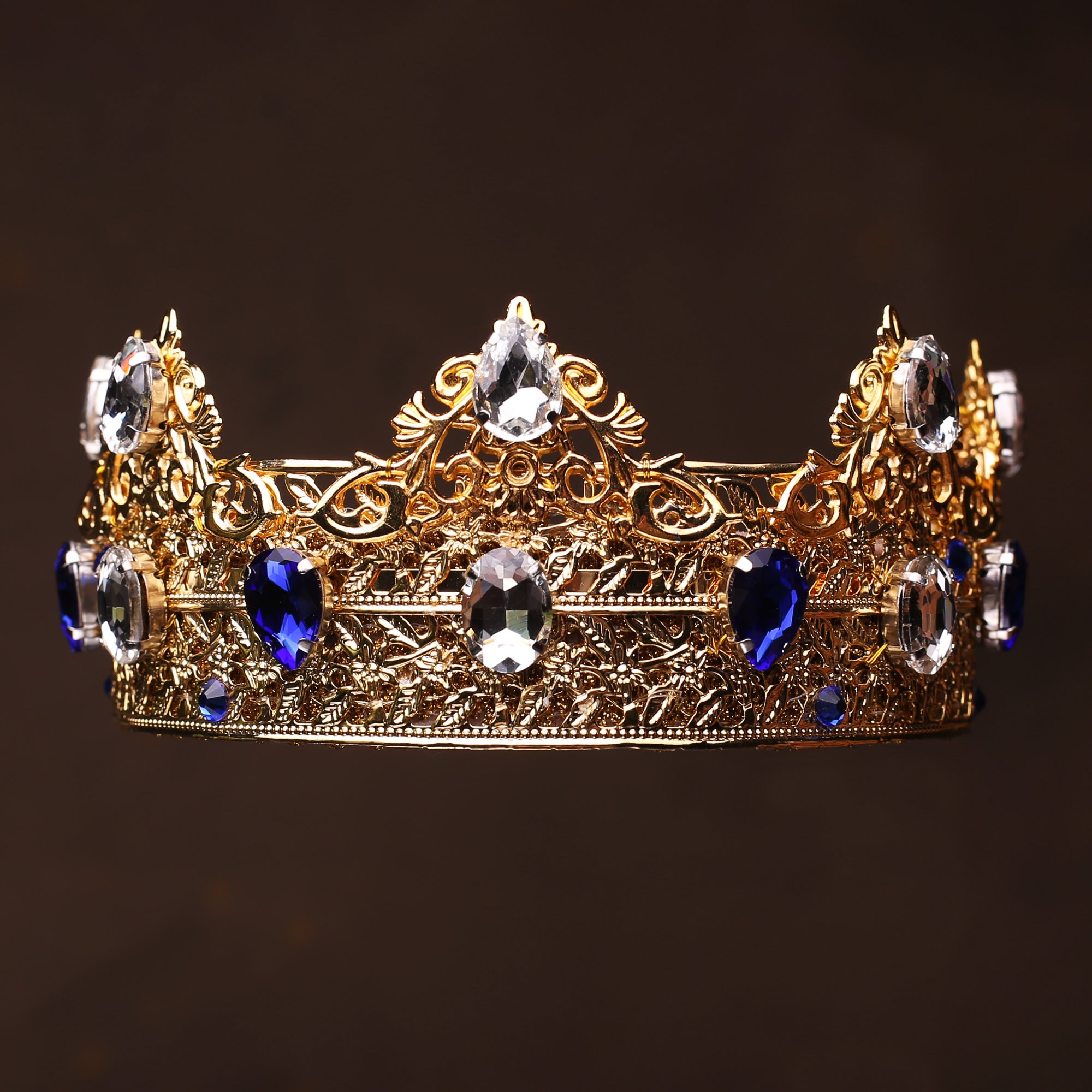 DELILAH Sapphire Tiara Bridal Crown Blue Wedding Tiara Gold | Etsy