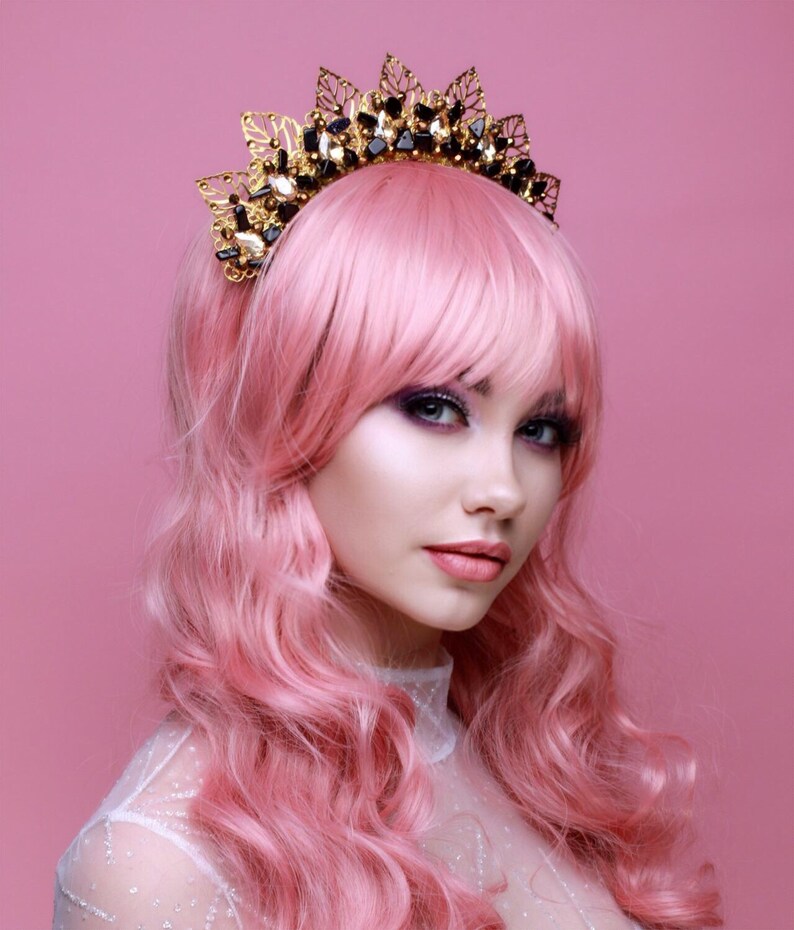 Gold Tiara Crystal crown Gold crown More Colors Crystal Etsy