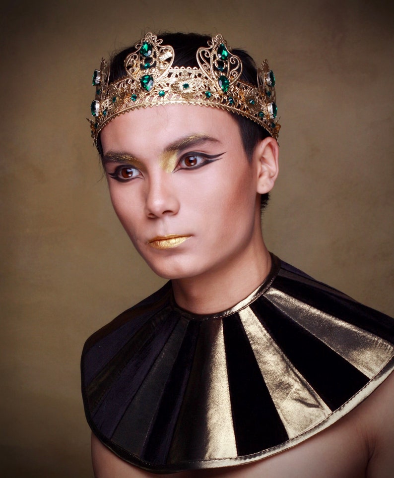 Cleopatra Crown King Queen Crown Gold Emerald Crown Gold Etsy