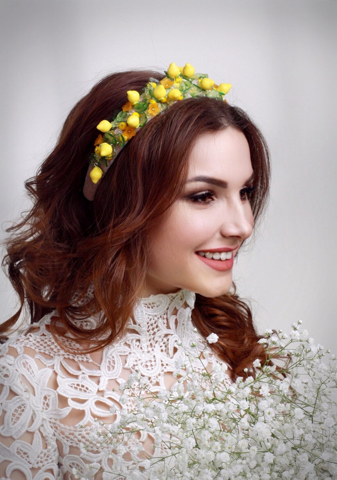 LEMON Headband lemon tiara baroque headband Victorian Etsy