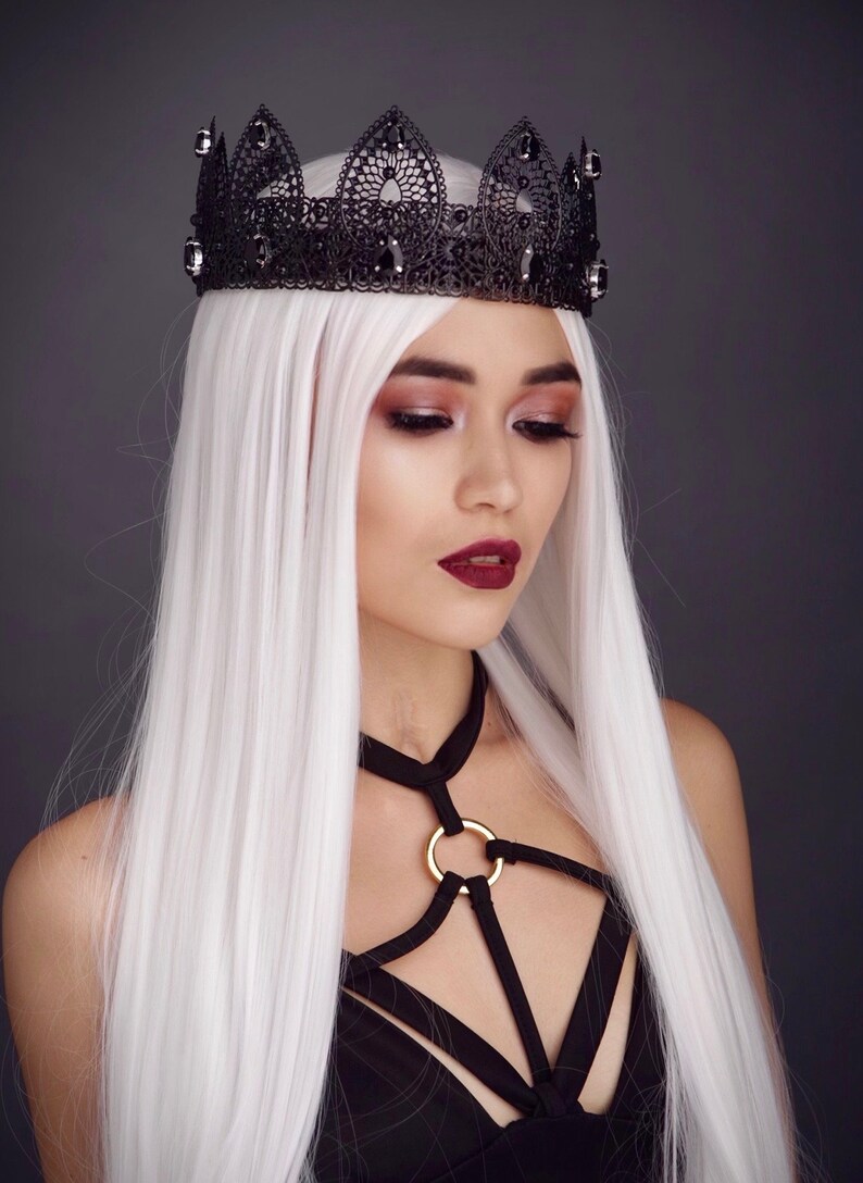 Halloween costume, crown performance black crown PARIS Black Evil Crown Women baroque crown tiara Gothic dark queen queen crown