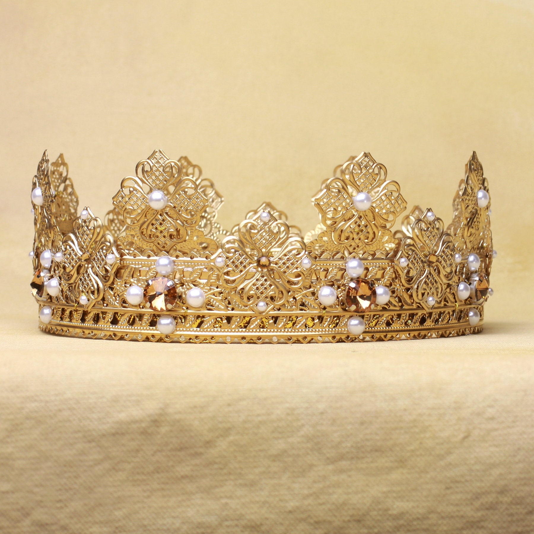 Medieval Crown Crown Gold Pearls Crown metal crown King | Etsy