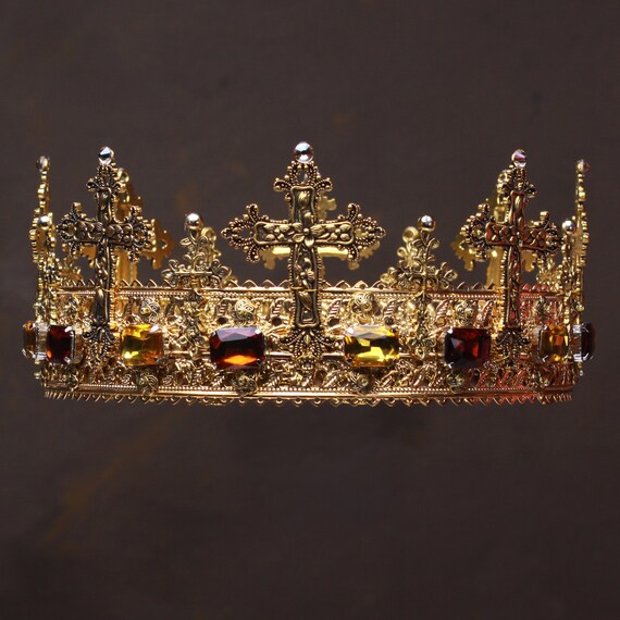 Francis Crown King Gold Crown Cross Crown Men S King Etsy
