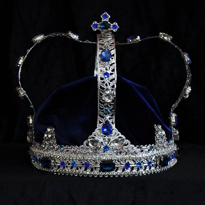 JAMES Silver Blue King crown Men's Metal Royal King Etsy