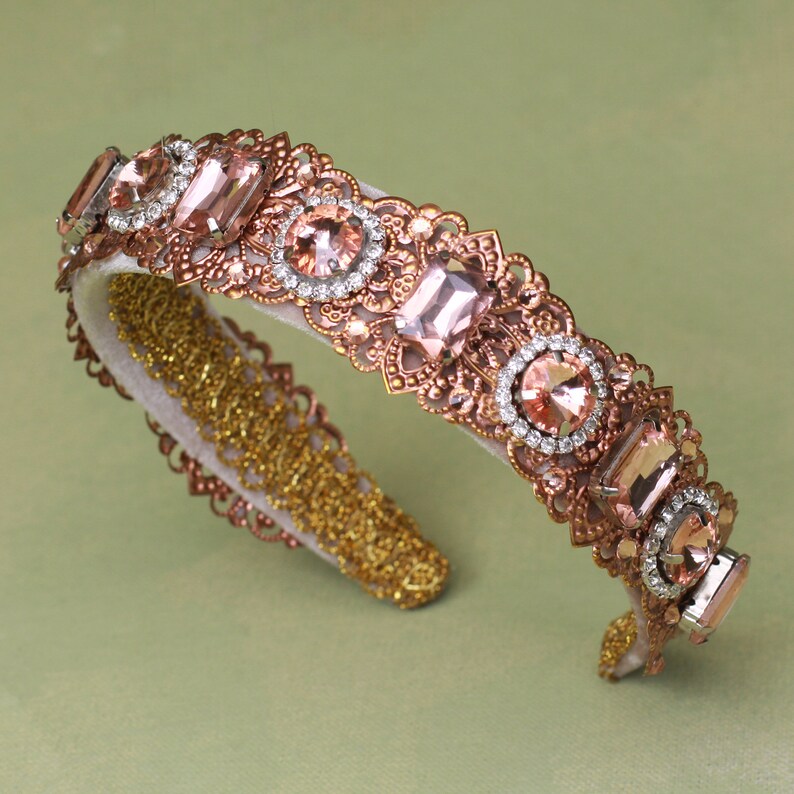 VIOLA Rose gold Baroque Headband Rose Gold Leaf headband Etsy