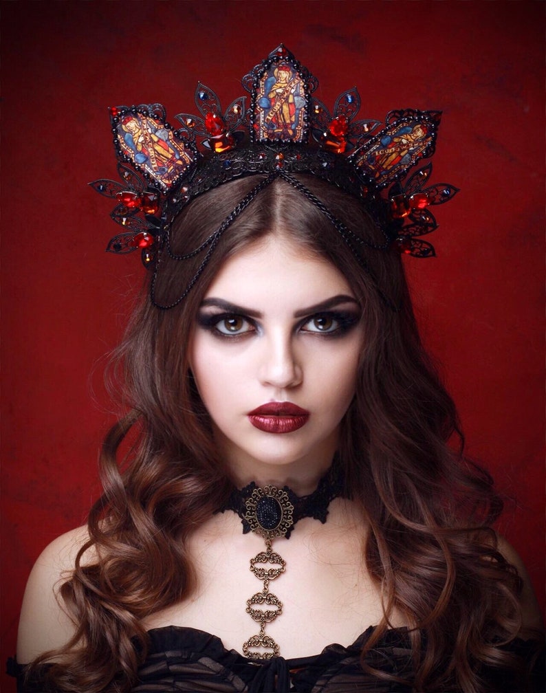 LUNA Black Crown Tiara Evil Crown Gothic Crown Women Tiara Etsy