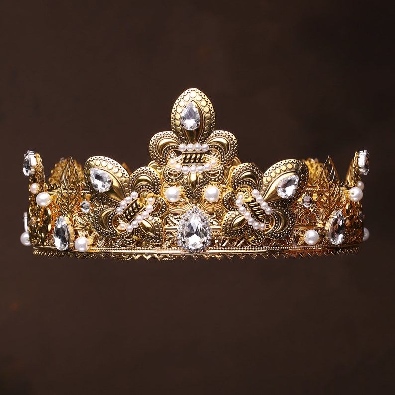 MÀRY Queen Crown queen of Scots Gold Fleur de Lis crown | Etsy