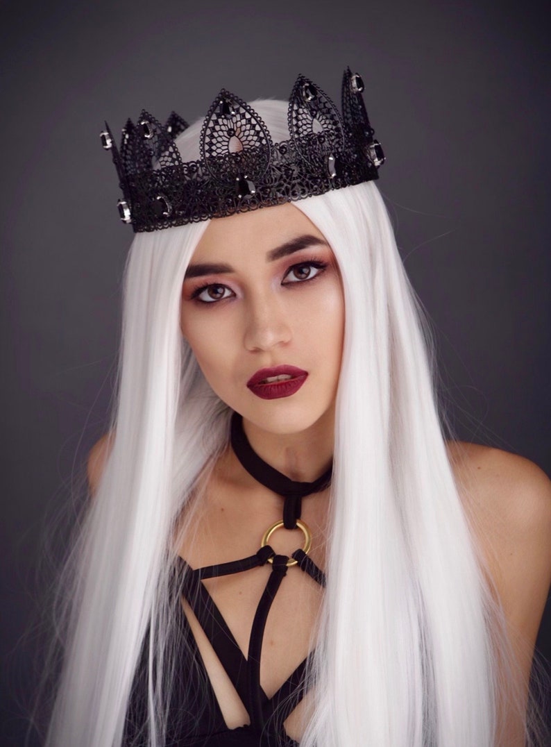 Halloween costume, crown performance black crown PARIS Black Evil Crown Women baroque crown tiara Gothic dark queen queen crown