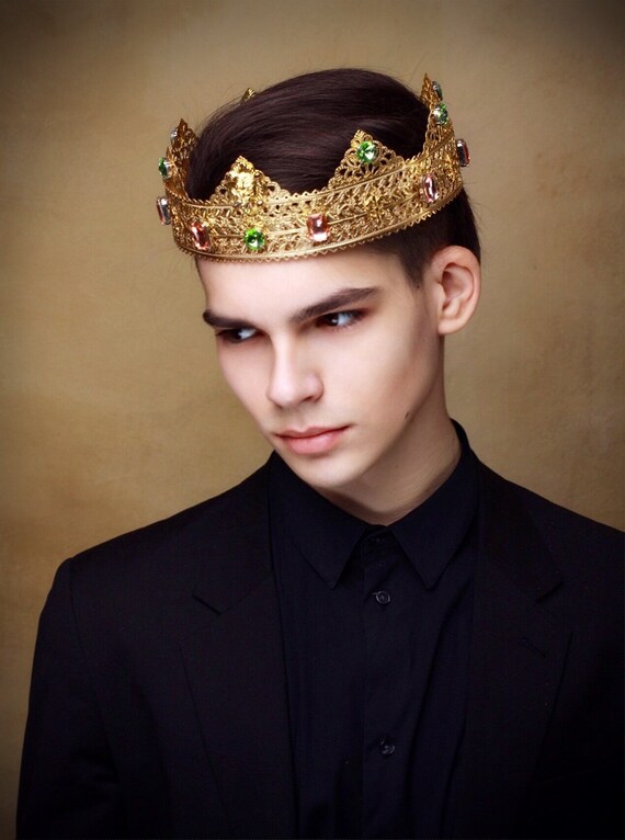 Men Crown King Crown Gold Mens crown Lion crown Medieval | Etsy