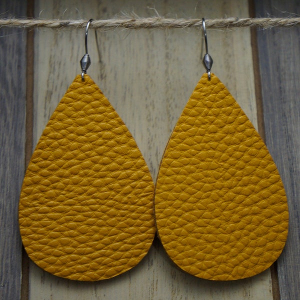 Lg. Teardrop Earrings- Mustard