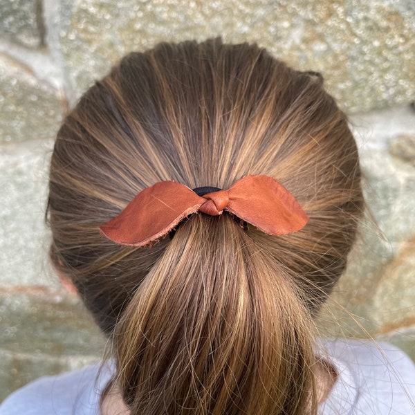 Leather Bow Hair Tie (7 Natural Colors Available)