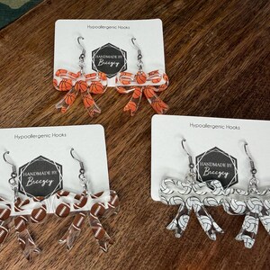 Sports Bows (Acrylic Earrings, Trendy Earrings, Lightweight Earrings)