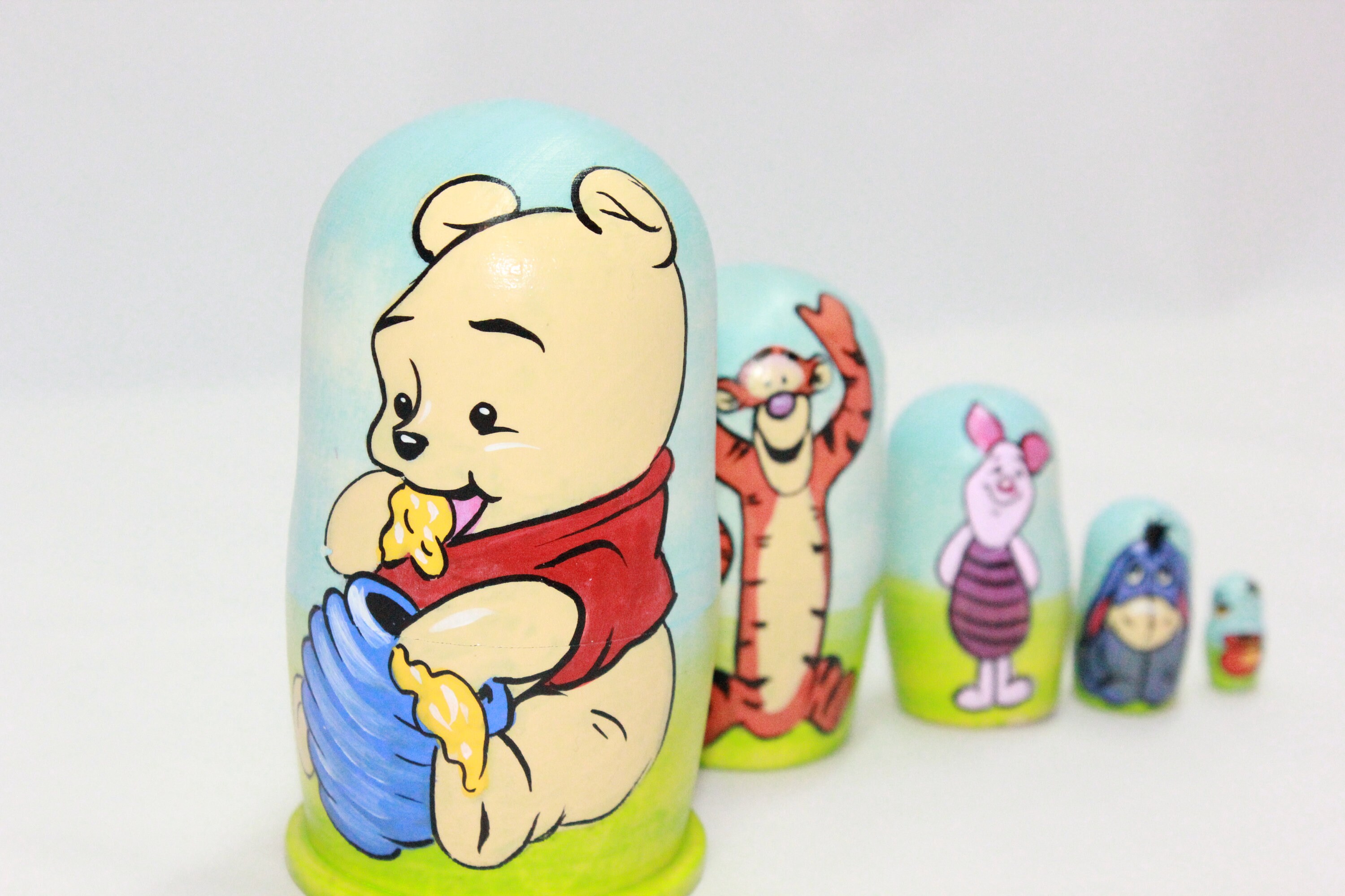 Winnie The Pooh Nesting Doll 4 5 Pieces Hand Painted Etsy