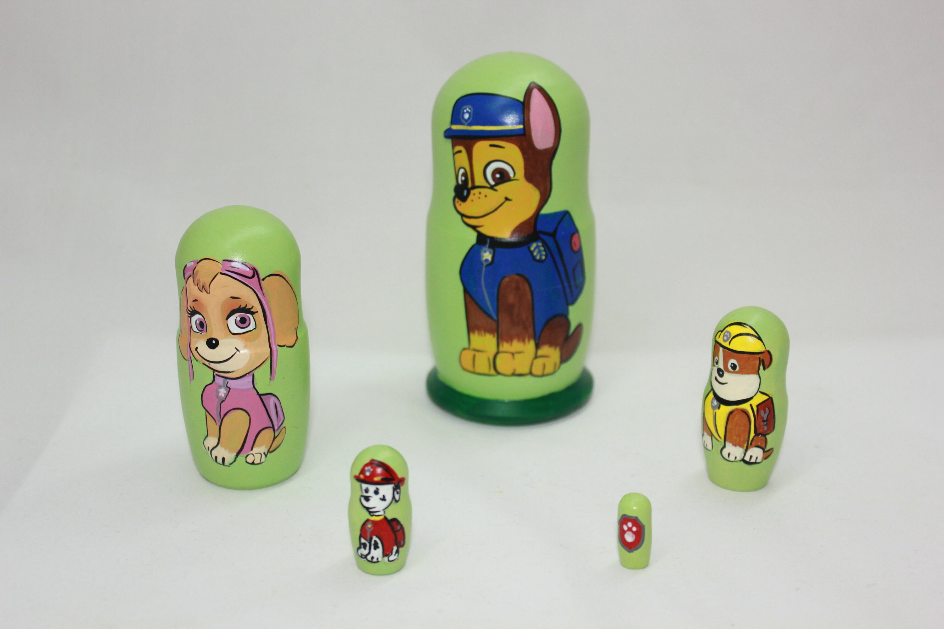 Paw Patrol Nesting Doll 4 5 Pieces Hand Painted Wooden Etsy