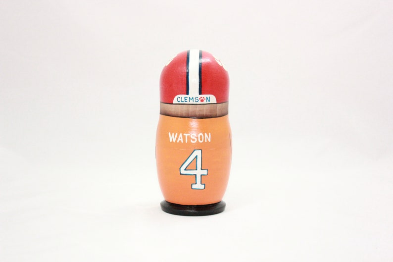 Clemson Tigers Nesting Doll 7 5 Pieces NCAAF Deshaun Watson Sport Handmade Wooden Matryoshka