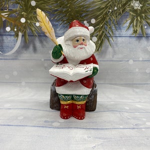 Santa Hand Carved 6.7" Wooden Figure Hand Painted Father Frost