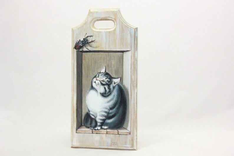 A Cat Hand Painting shops Cutting Board