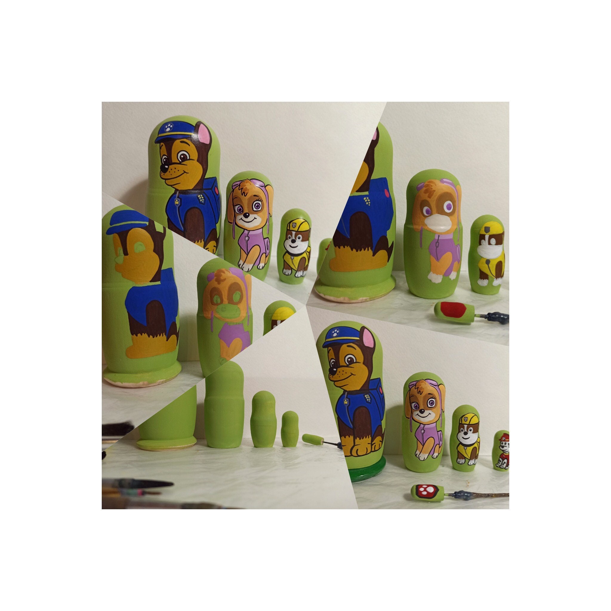 Paw Patrol Nesting Doll 4 5 Pieces Hand Painted Wooden Etsy