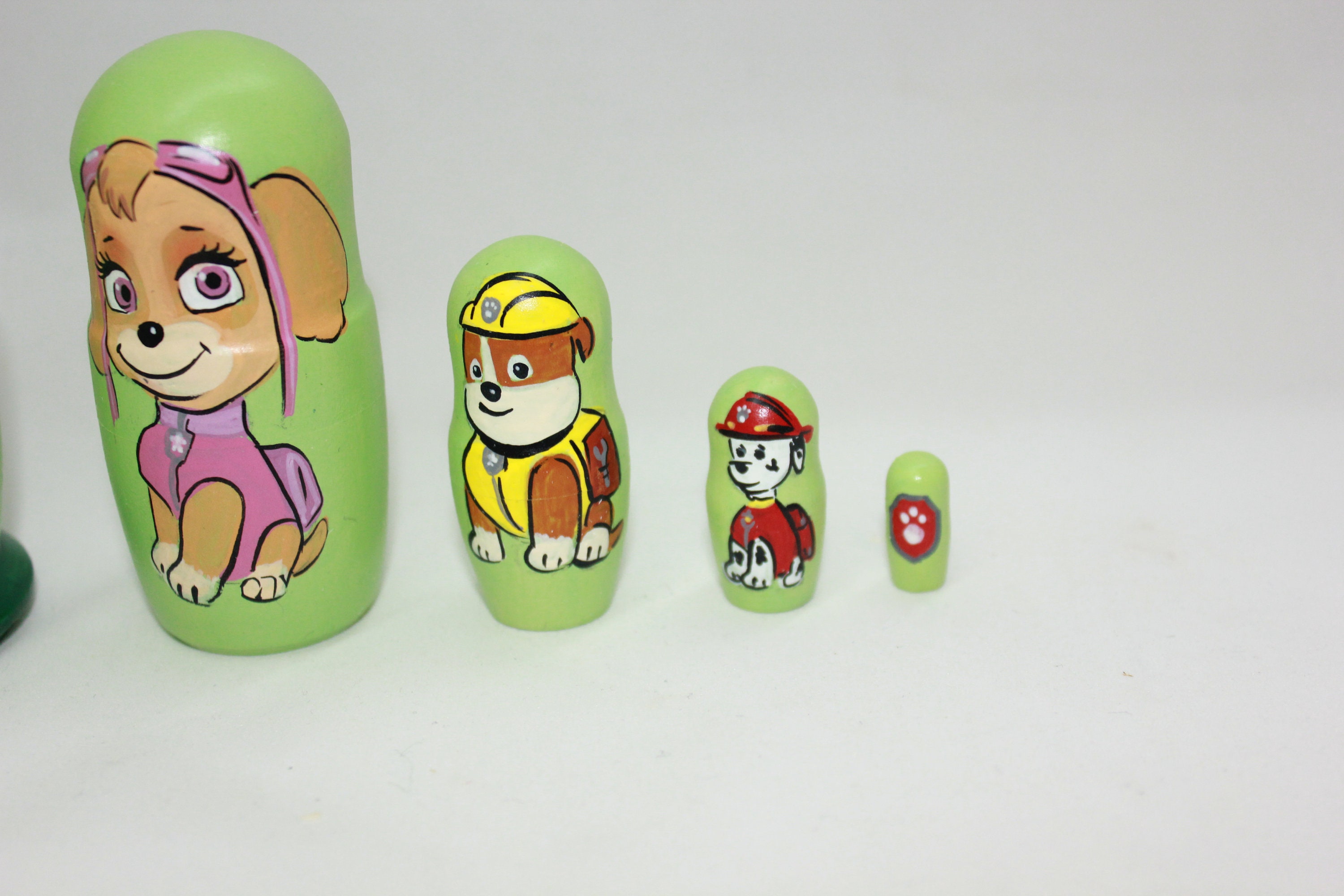 Paw Patrol Nesting Doll 4 5 Pieces Hand Painted Wooden Etsy