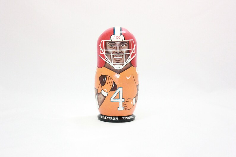 Clemson Tigers Nesting Doll 7 5 Pieces NCAAF Deshaun Watson Sport Handmade Wooden Matryoshka
