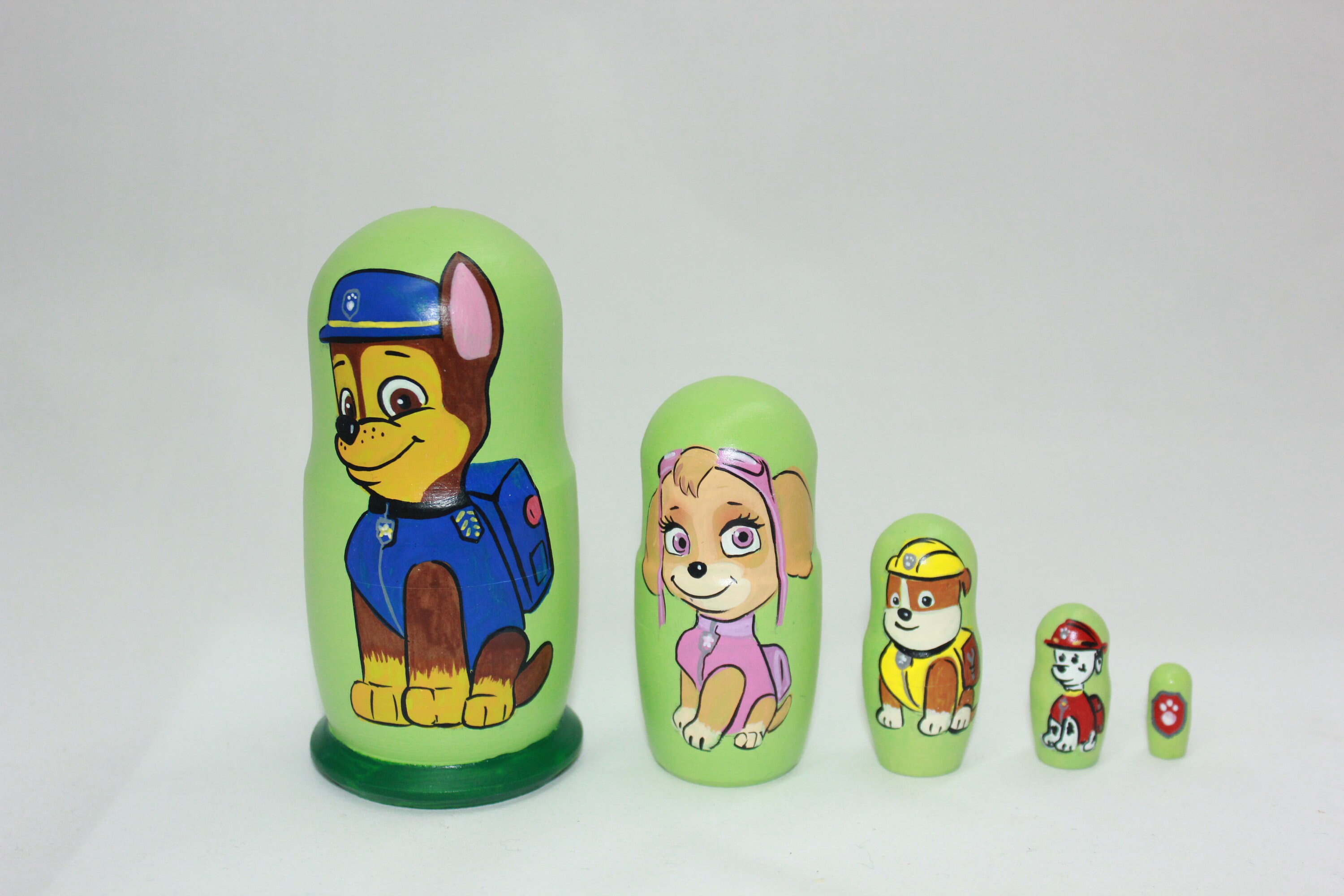 Paw Patrol Nesting Doll 4 5 Pieces Hand Painted Wooden Etsy