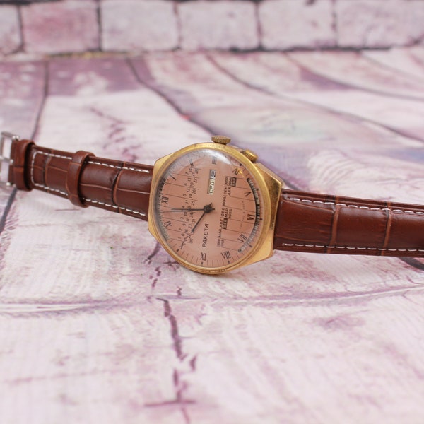 Soviet Watch Raketa "COLLEGE" the Perpetual Calendar Mens Mechanical Wristwatch