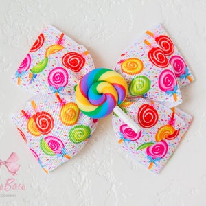 Candy Land hair bow Candyland clip Candy party birthday outfit Headband for girls Candy polymer clay clip Rainbow candy bow Gift for girl