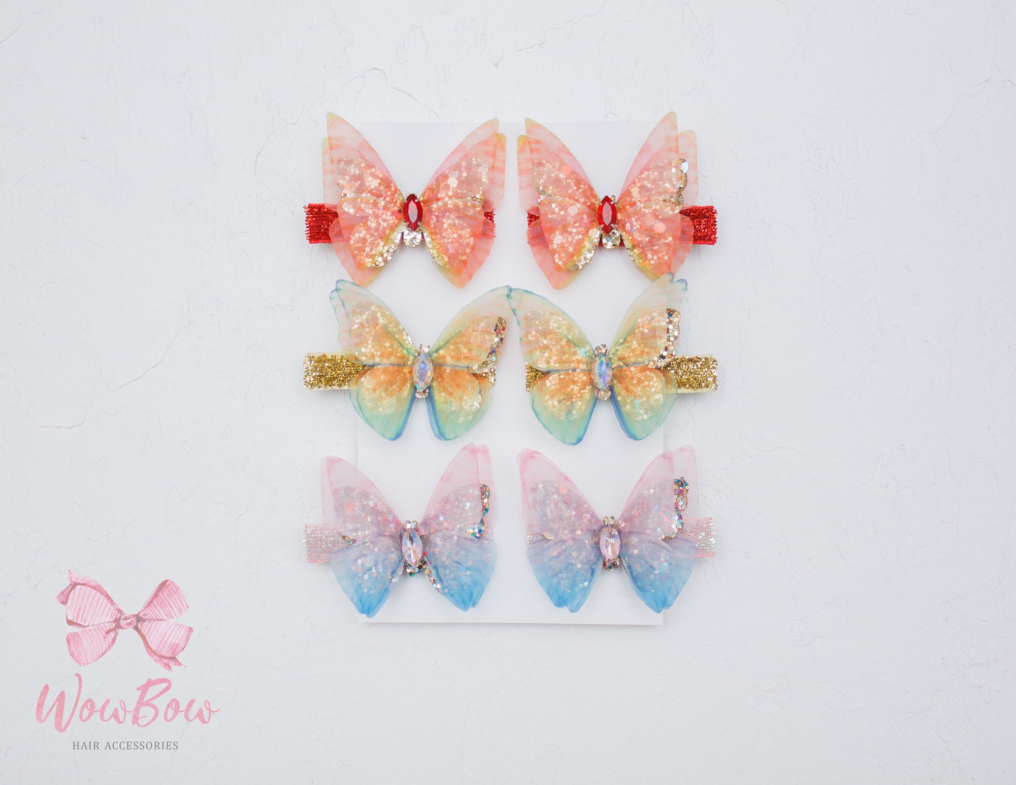 Set of 2 Butterfly Clips Flower Girl Clips Organza Butterfly Etsy