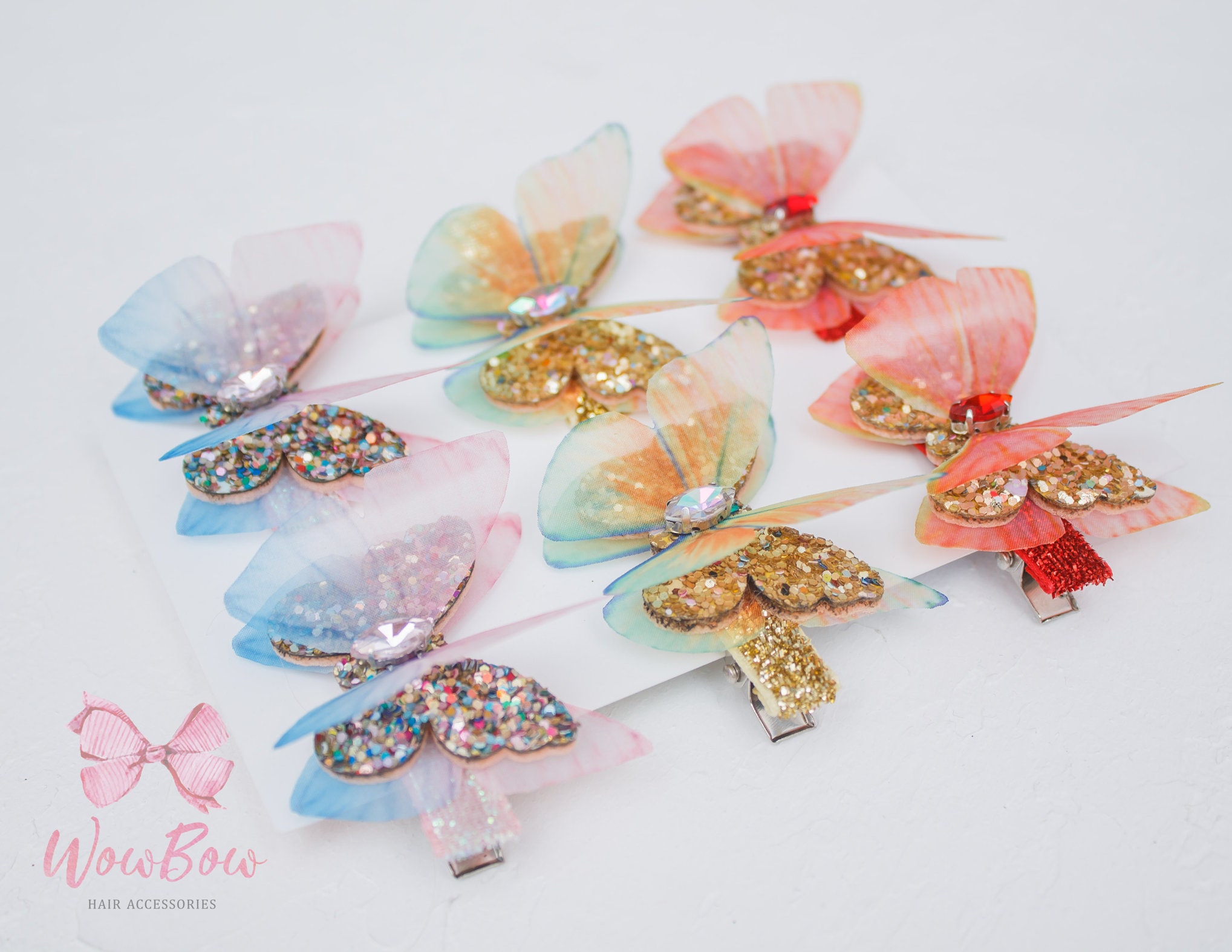 Set of 2 Butterfly Clips Flower Girl Clips Organza Butterfly Etsy