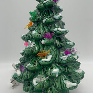 Vintage Ceramic Christmas Tree | Tabletop Christmas Tree | Green Xmas Tree | Ceramic mould tree with plastic bulbs | lighted Christmas tree