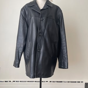 Black leather jacket with buttons for men | Man’s leather jacket | Buttoned black leather coat for men blazer style | leather coat
