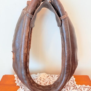 Vintage Antique leather Horse Collar | farmhouse | primitive farm tools | farm horse mule collar | leather collar horse | country house