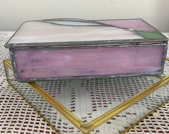 Vintage Schmuckkästchen aus Buntglas mit Spiegel | Design-Schatulle | Schmuckkästchen | Münzschale