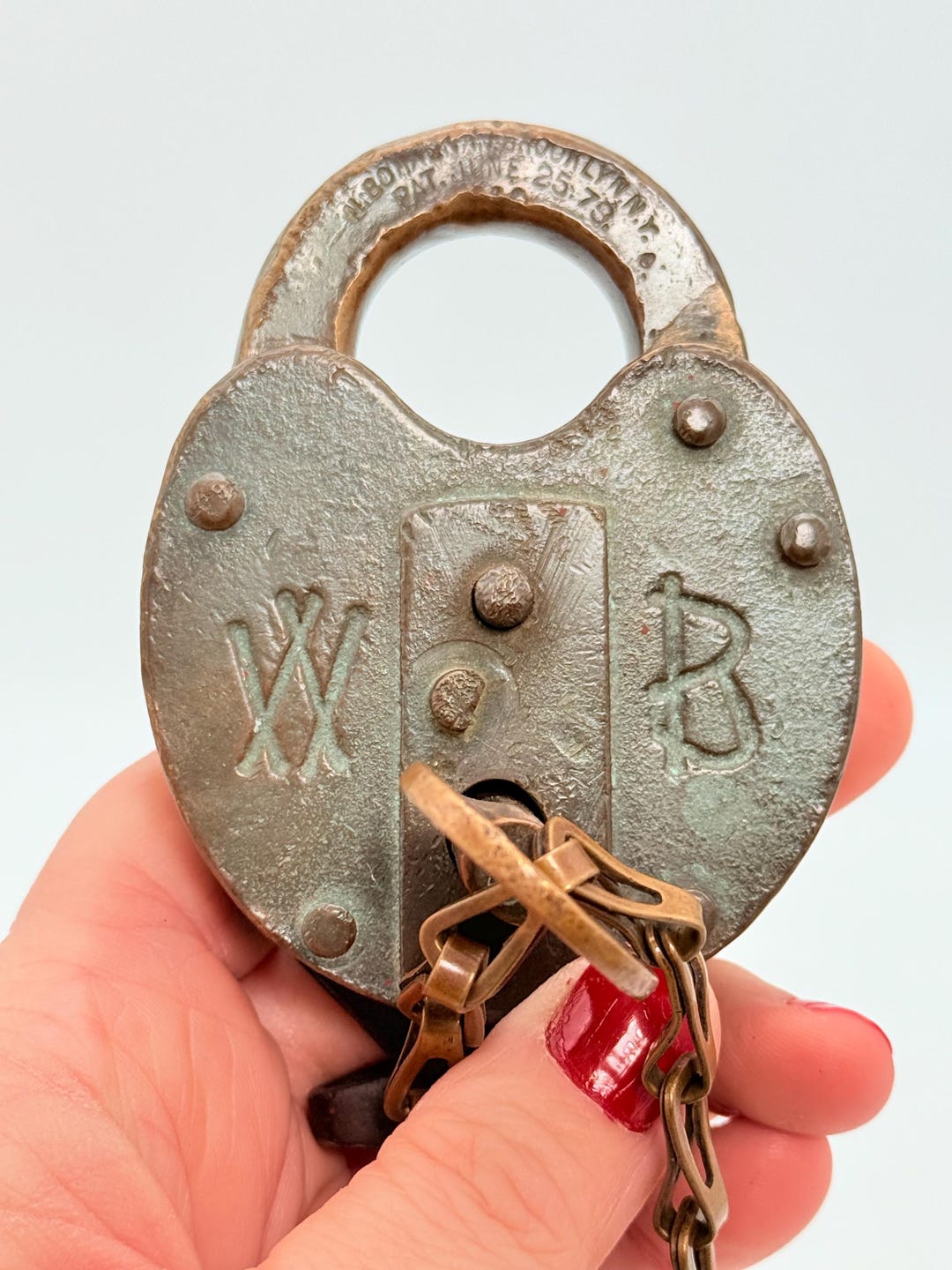 Vintage Wilson Bohannan Heart Shaped Railroad Padlock, Brass WB Stamped ...