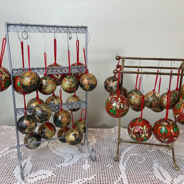 30 Stück | Vintage Pappmaché Weihnachtsbaumschmuck | Mache Balls Weihnachtsschmuck | Baumschmuck | Vintage Weihnachtsschmuck
