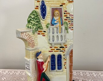 Vintage Coronetti Ceramic Romeo and Juliet Bottle | Empty Decanter