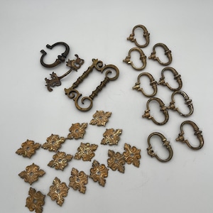 Vintage Brass Knobs Plates | Victorian Style Drawer Pulls, Furniture Hardware