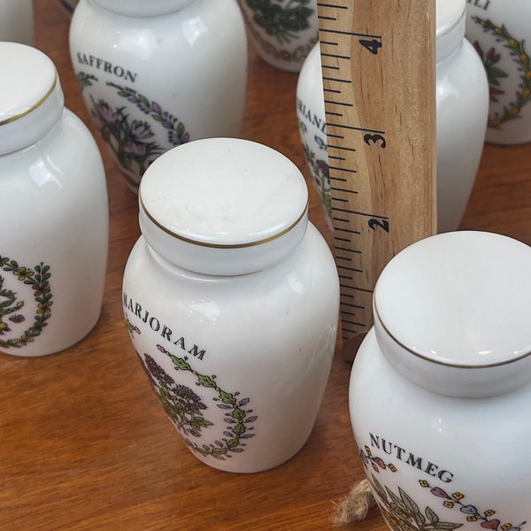 FRANKLIN MINT spice jars by Gloria Concepts || 1980’s Circa || Porcelain lidded spice jars || Vintage herb jars || Price per jar ||