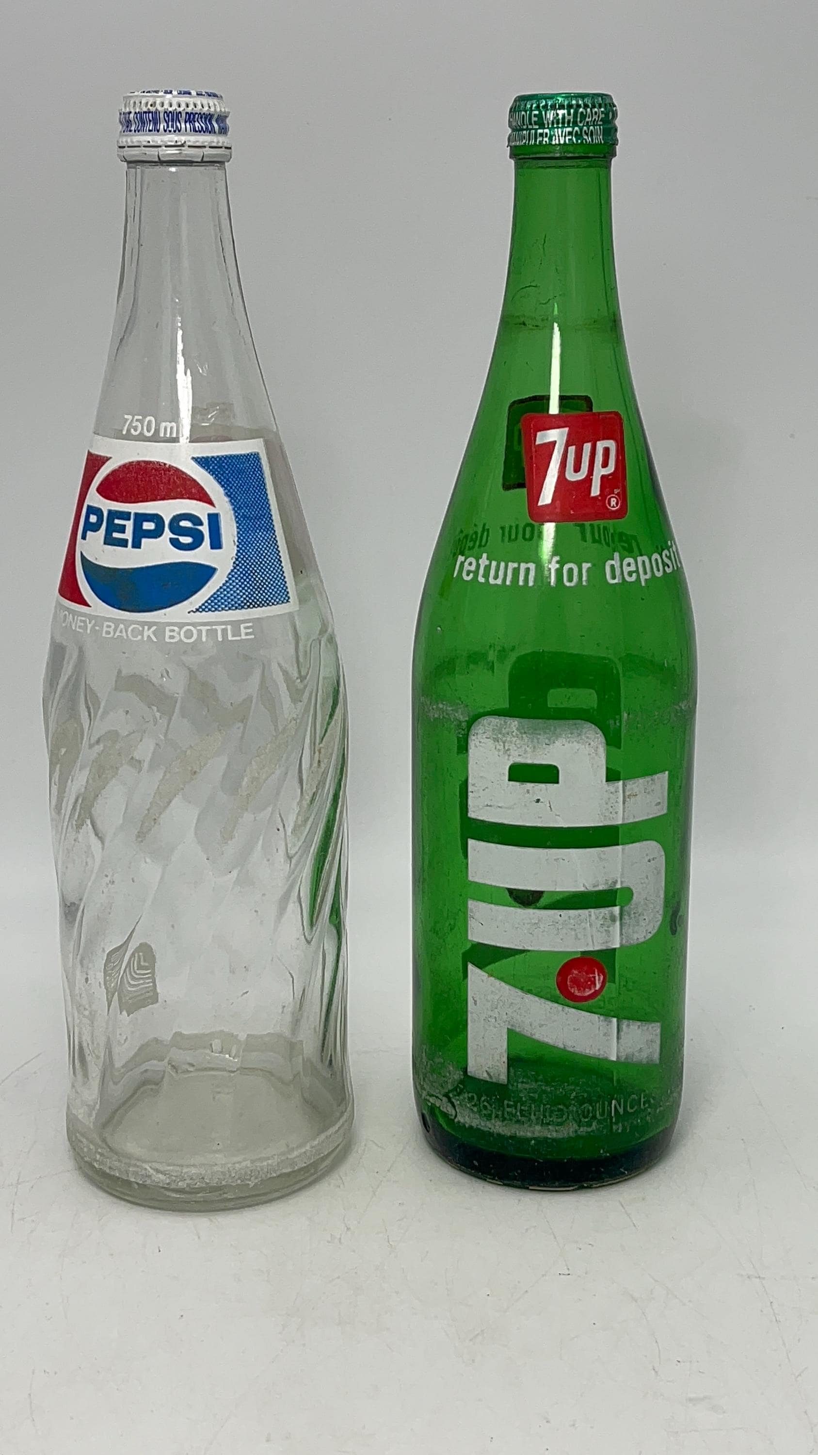 Vintage Pepsi & 7up Glass Bottles - 750ml Soda Pop Collectibles - Etsy