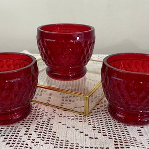 Vintage Villeroy & Boch bowls | Villeroy and Boch sherbet bowls | ice cream dishes | nut bowls || red glass bowls | trinkets | Set of 3