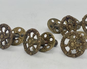 5 Ornate Victorian Brass Cabinet Knobs | Vintage Furniture Hardware