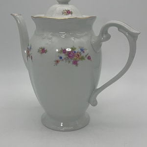 Vintage CHODZIEZ porcelain coffee pot with lid and handle | Floral teapot | porcelain coffee dispenser | Made in Poland | vintage tea pot |
