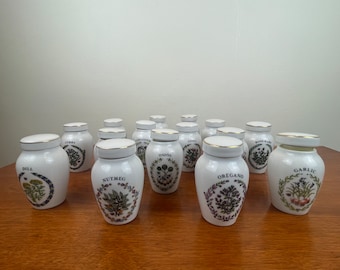 Franklin Mint Vintage Porcelain Spice Jar | 1980s Herb Container