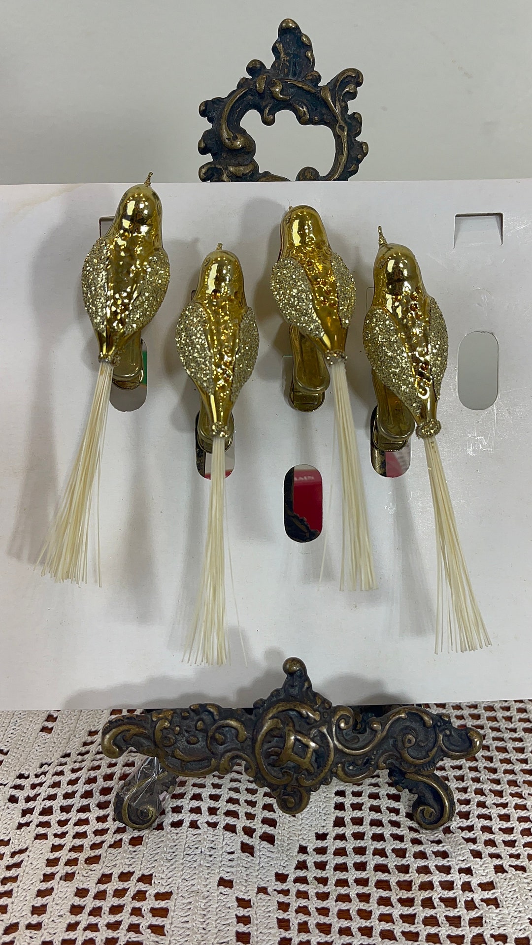 4x Vintage Glass Bird Clip on Christmas Ornaments Vintage Tree Ornaments Vintage Christmas Tree