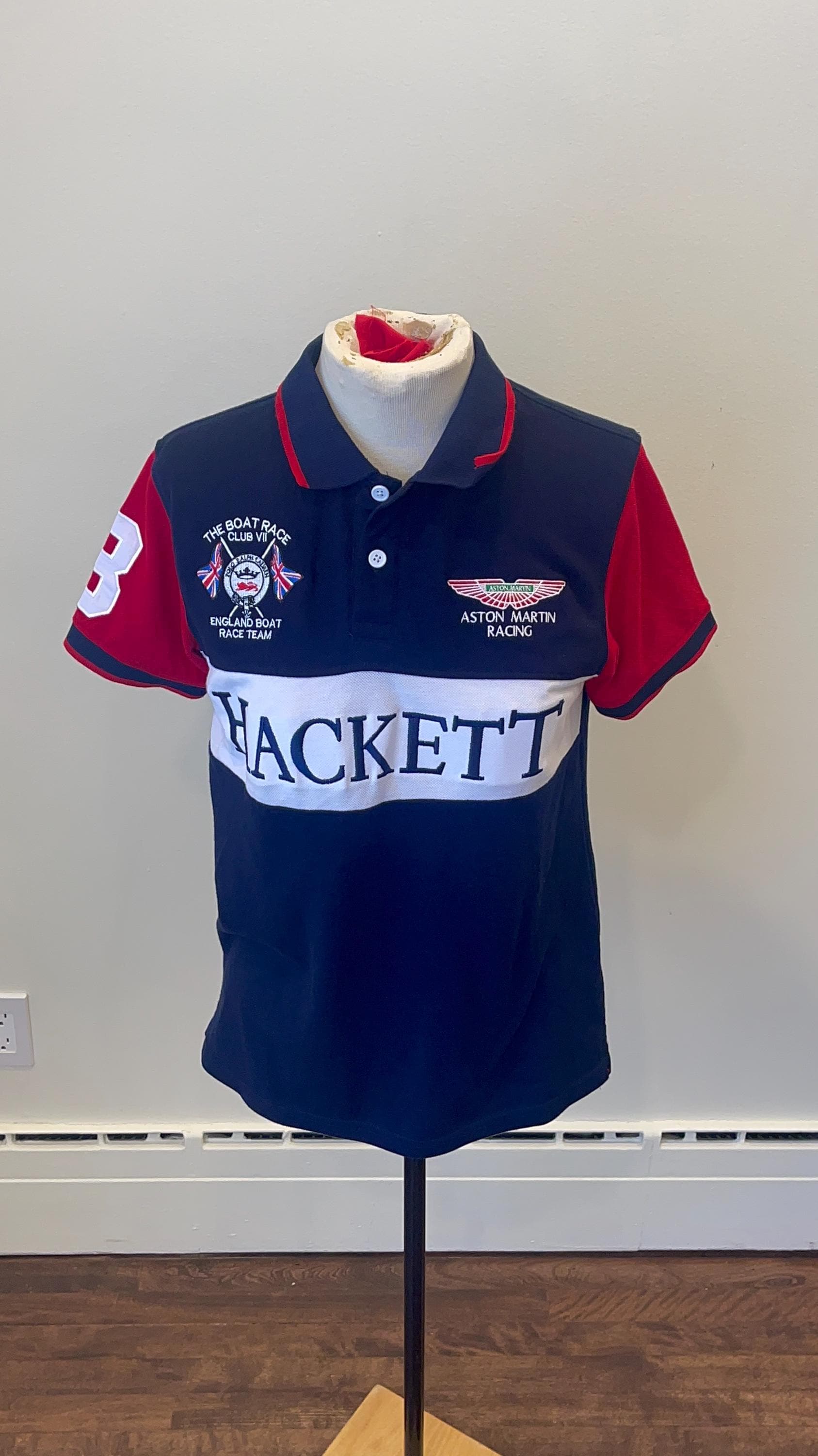 Men's England Hackett Aston Martin Racing Polo Shirt, Boat Race