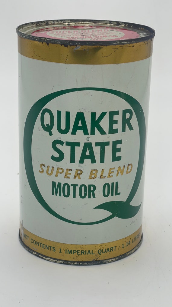 canned Vintage Quaker State Super Blend Motor Oil 1 QT Quart Tin