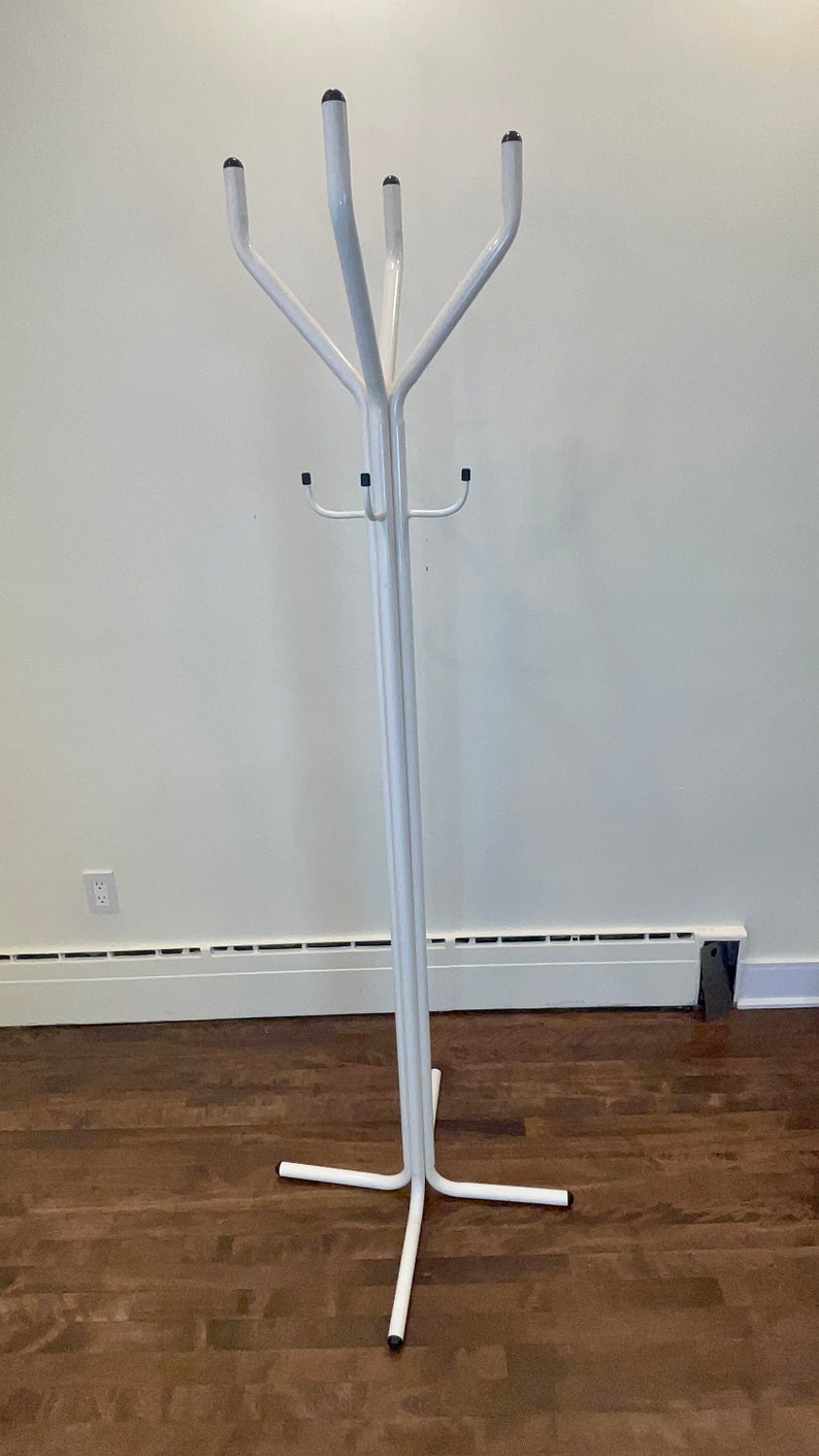 Vintage Metal Coat Stand With Multiple Hooks 1980s Circa Tubular Metal
