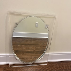 1970s Mid Century Modern Acrylic Lucite wall Mirror | MCM wall mirror | Vintage midcentury modern mirror | clear mirror | space age