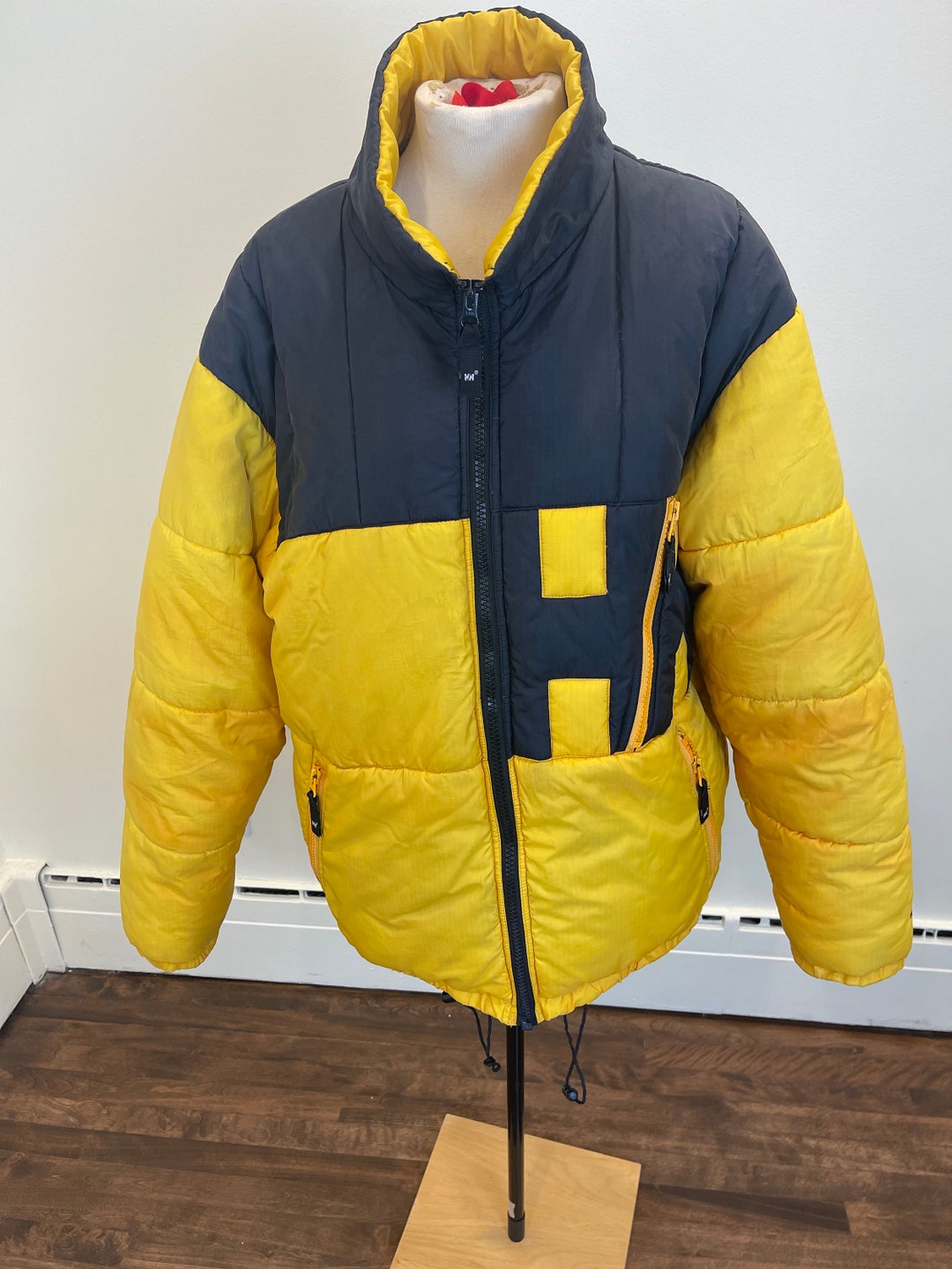 Vintage HELLY Hansen Yellow and Black Bomber Jacket Vintage Bomber Coat