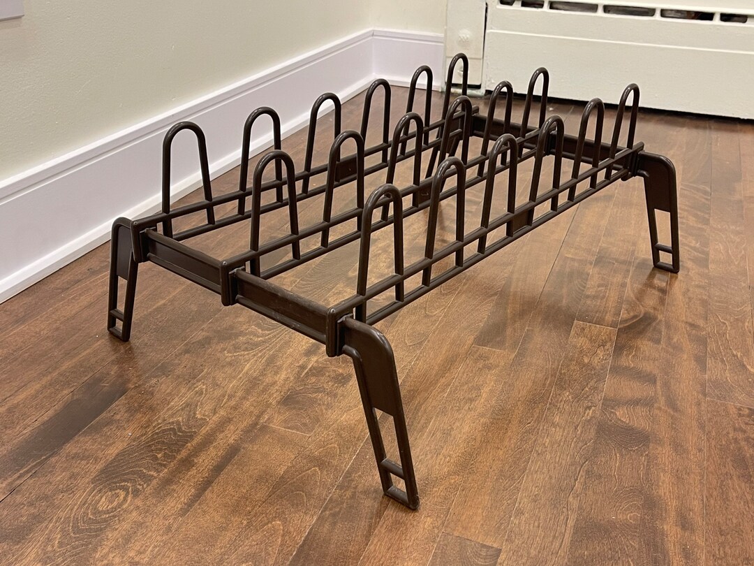Vintage Retro Shoe Rack Vintage Brown Plastic Shoe Rack 9 Pairs Storage